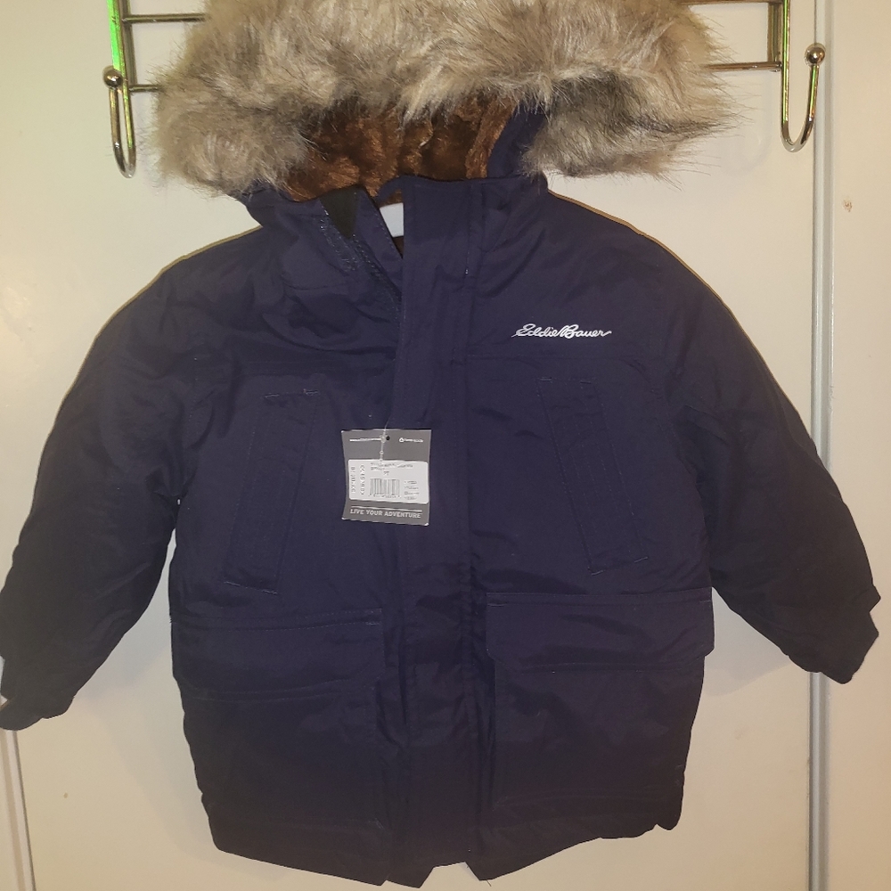 NWT Eddie Bauer Superior Down Parka Toddler Size 2 Navy Blue